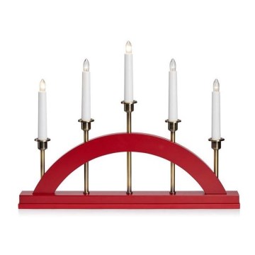 Markslöjd 705833 - Candelabro di natale BRIDGE 5xE10/3W/230V rosso