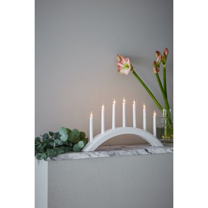 Markslöjd 705953 - Candelabro natalizio AVENTO 7xE10/3W/230V bianco