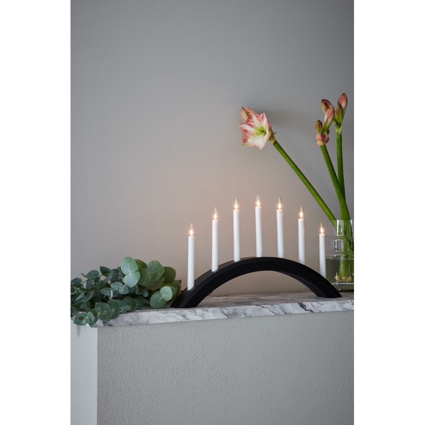 Markslöjd 705956 - Candelabro natalizio AVENTO 7xE10/3W/230V nero
