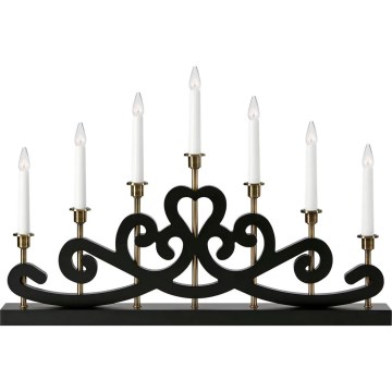 Markslöjd 705966 - Candelabro natalizio NIGHTFALL 7xE10/3W/230V nero/ottone