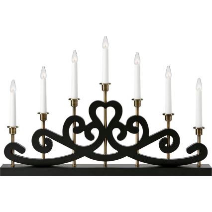 Markslöjd 705966 - Candelabro natalizio NIGHTFALL 7xE10/3W/230V nero/ottone