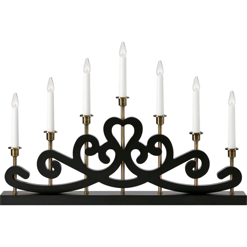 Markslöjd 705966 - Candelabro natalizio NIGHTFALL 7xE10/3W/230V nero/ottone