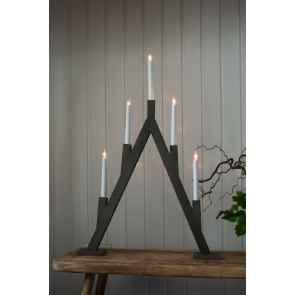 Markslöjd 706163 - Candelabro natalizio BJURFORS 5xE10/3W/230V marrone