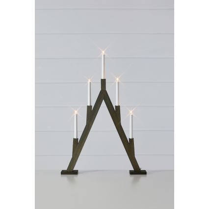 Markslöjd 706163 - Candelabro natalizio BJURFORS 5xE10/3W/230V marrone