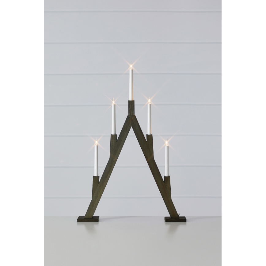Markslöjd 706163 - Candelabro natalizio BJURFORS 5xE10/3W/230V marrone