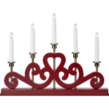 Markslöjd 706211 - Candelabro natalizio ENEBY 5xE10/3W/230V rosso/ottone