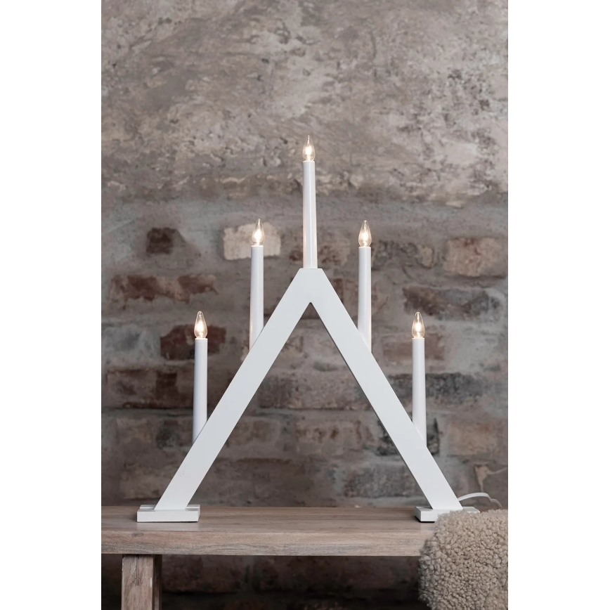Markslöjd 706222 - Candelabro natalizio ARIELE 5xE10/3W/230V pino/bianco
