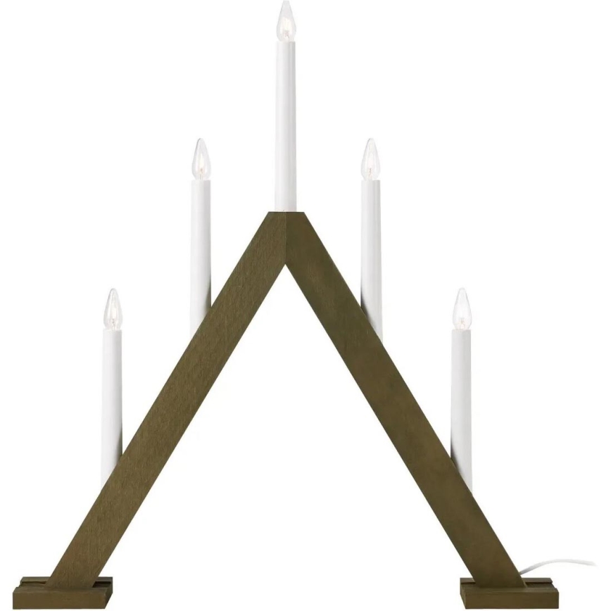 Markslöjd 706224 - Candelabro natalizio ARIELE 5xE10/3W/230V pino/marrone