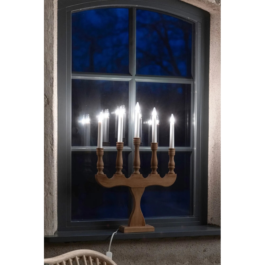 Markslöjd 706279 - Candelabro natalizio SVANEHOLM 5xE10/3W/230V pino/beige