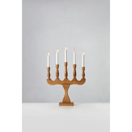 Markslöjd 706279 - Candelabro natalizio SVANEHOLM 5xE10/3W/230V pino/marrone