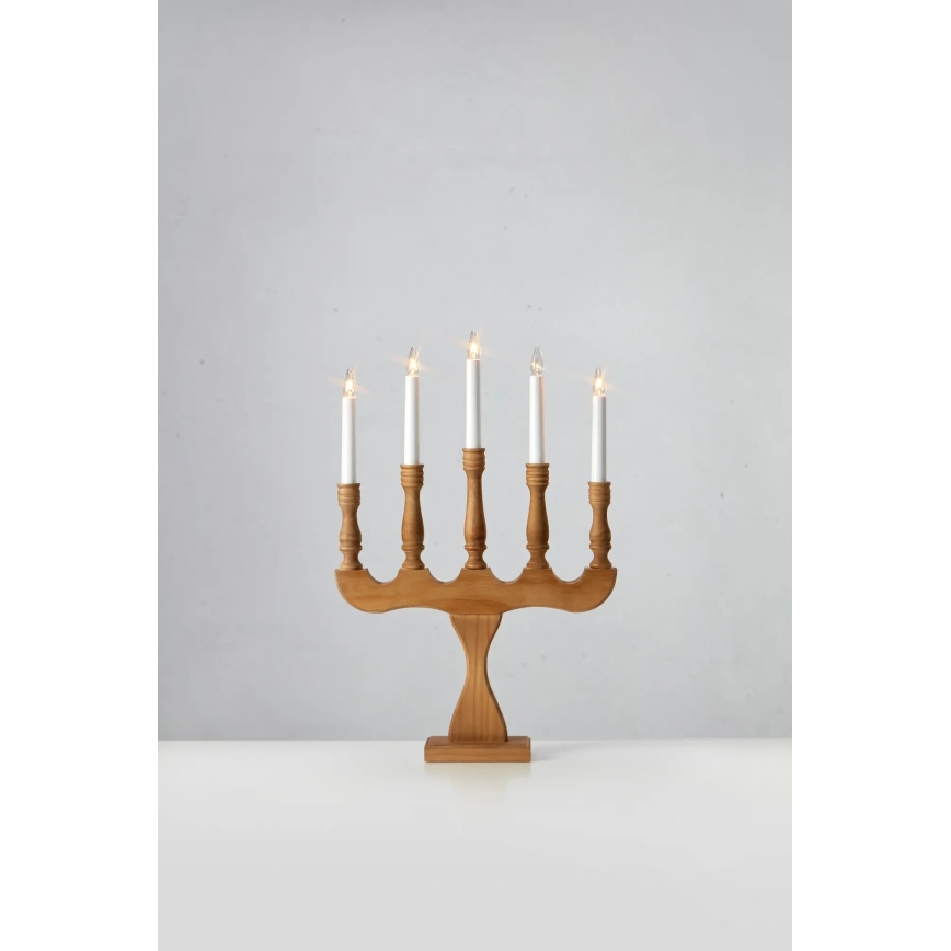 Markslöjd 706279 - Candelabro natalizio SVANEHOLM 5xE10/3W/230V pino/marrone