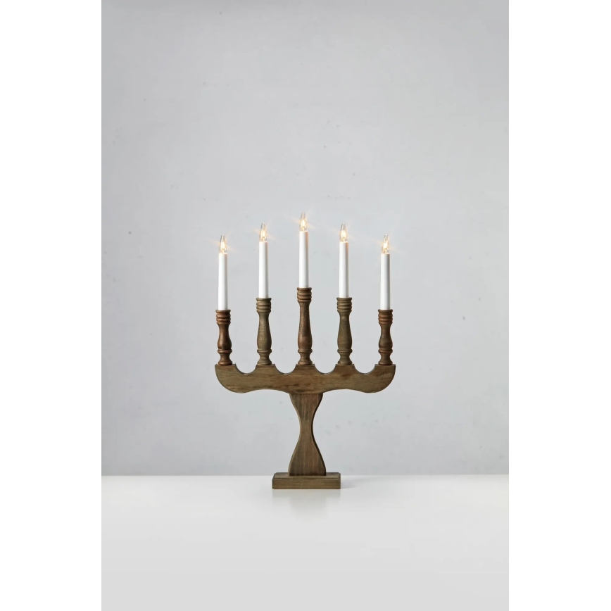 Markslöjd 706280 - Candelabro natalizio SVANEHOLM 5xE10/3W/230V pino/marrone