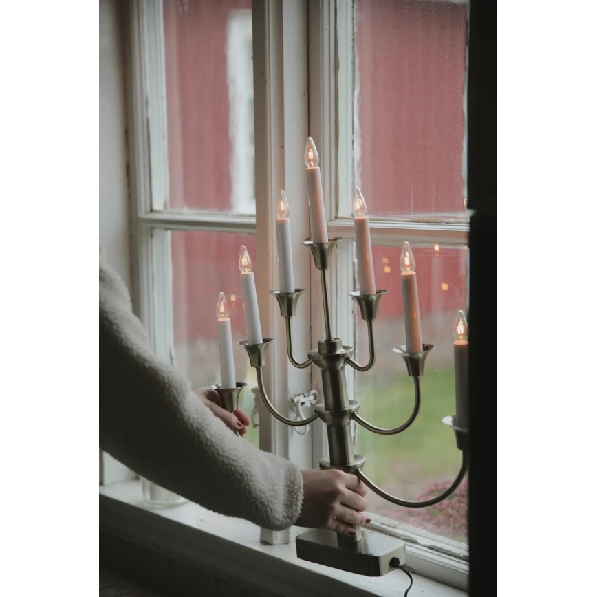 Markslöjd 706282 - Candelabro natalizio GYLLING 7xE10/3W/230V ottone