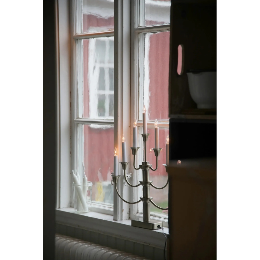 Markslöjd 706282 - Candelabro natalizio GYLLING 7xE10/3W/230V ottone