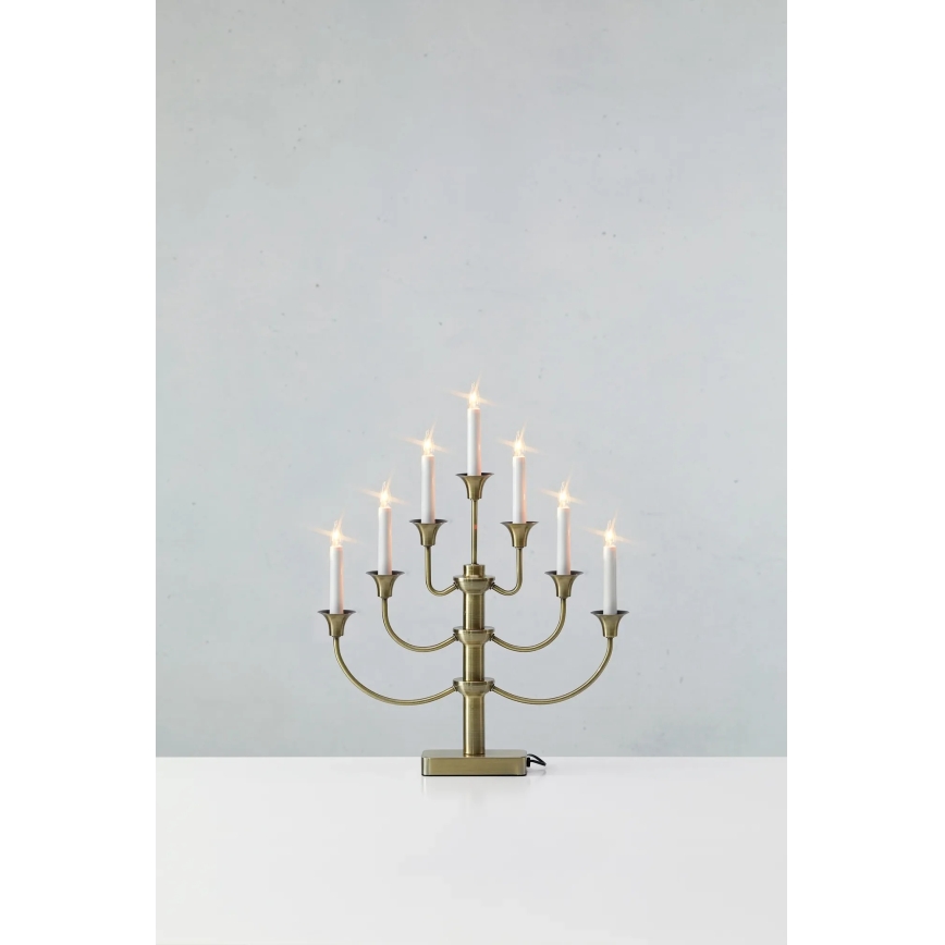 Markslöjd 706282 - Candelabro natalizio GYLLING 7xE10/3W/230V ottone