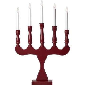 Markslöjd 706373 - Candelabro natalizio SVANEHOLM 5xE10/3W/230V pino/rosso