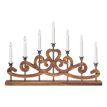 Markslöjd 706428 - Candelabro natalizio NIGHTFALL 7xE10/3W/230V marrone/ottone