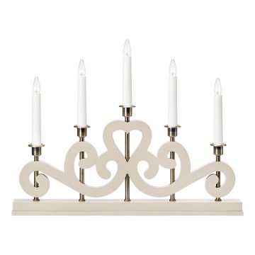 Markslöjd 706453 - Candelabro natalizio ENEBY 5xE10/3W/230V beige/ottone