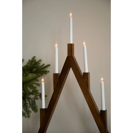 Markslöjd 706471 - Candelabro natalizio BJURFORS 5xE10/3W/230V pino/marrone
