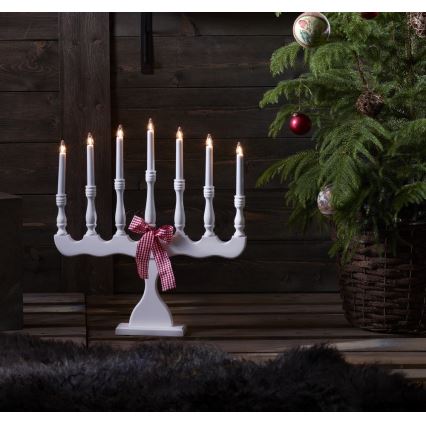 Markslöjd 8004 - Candelabro di Natale SVANEHOLM 7xE10/3W/230V rosso