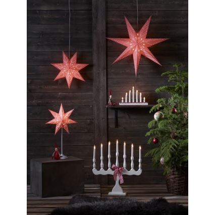 Markslöjd 8004 - Candelabro di Natale SVANEHOLM 7xE10/3W/230V rosso