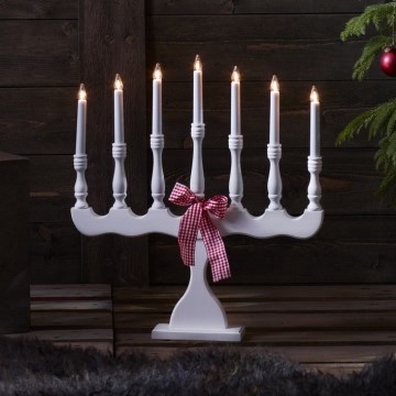 Markslöjd 8004 - Candelabro natalizio SVANEHOLM 7xE10/3W/230V bianco