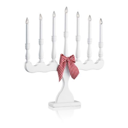 Markslöjd 8004 - Candelabro natalizio SVANEHOLM 7xE10/3W/230V bianco