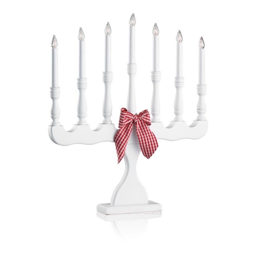 Markslöjd 8004 - Candelabro natalizio SVANEHOLM 7xE10/3W/230V bianco