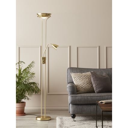 Markslöjd 111242 - Lampada da terra dimmerabile DETROIT 1xR7s/300W + 1xGU10/35W/230V ottone