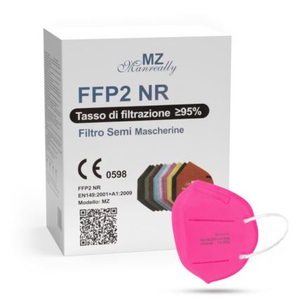 Mascherina  FFP2 NR CE 0598 rosa scuro 20pz