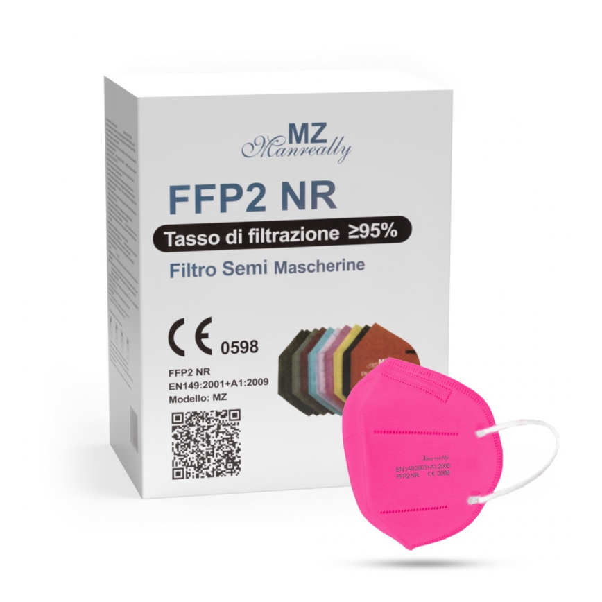 Mascherina  FFP2 NR CE 0598 rosa scuro 20pz
