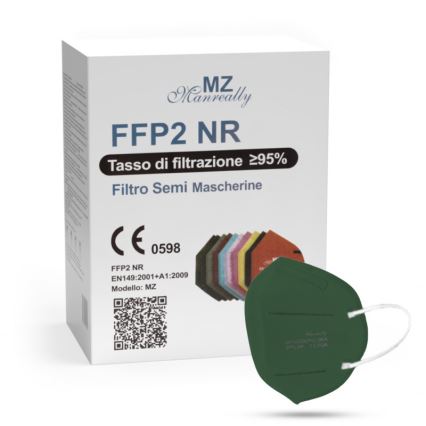 Mascherina FFP2 NR CE 0598 verde scuro 20pz