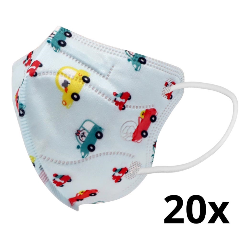 Mascherina taglia bambino  FFP2 Kids NR CE 0370 Macchine blu 20pz