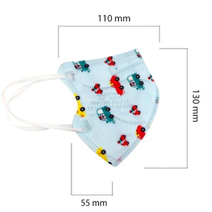 Mascherina taglia bambino  FFP2 Kids NR CE 0370 Macchine blu 20pz