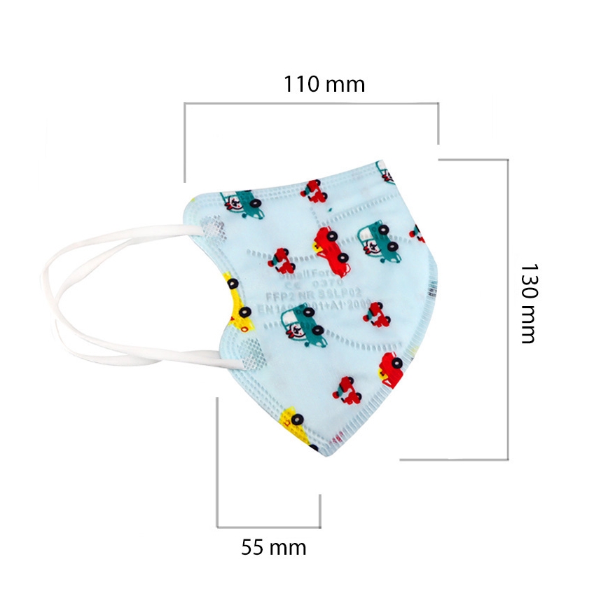 Mascherina taglia bambino  FFP2 Kids NR CE 0370 Macchine blu 20pz