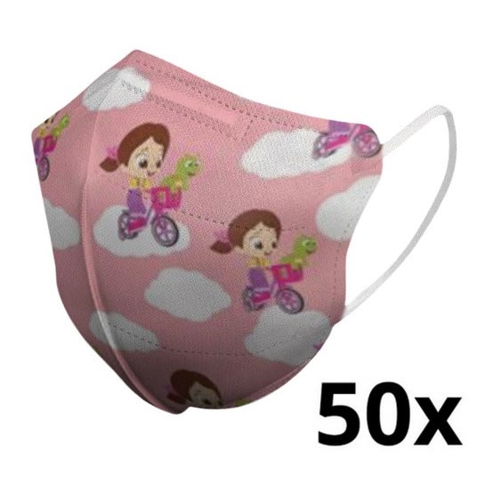 Mascherina taglia bambino  FFP2 Kids NR CE 0370 ragazze rosa 50pz