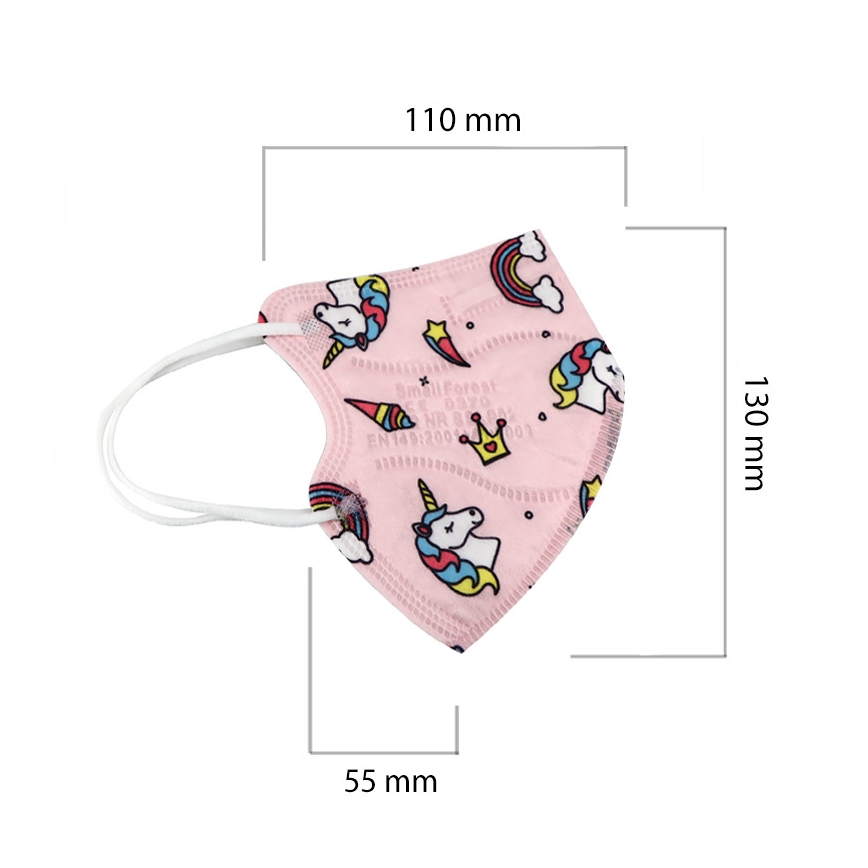 Mascherina taglia bambino FFP2 Kids NR CE 0370 Rosa unicorni 1pz
