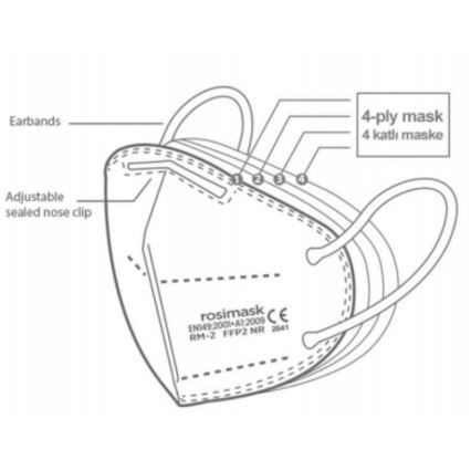 Mascherina taglia bambino FFP2 ROSIMASK MR-12 NR bianca 100pz