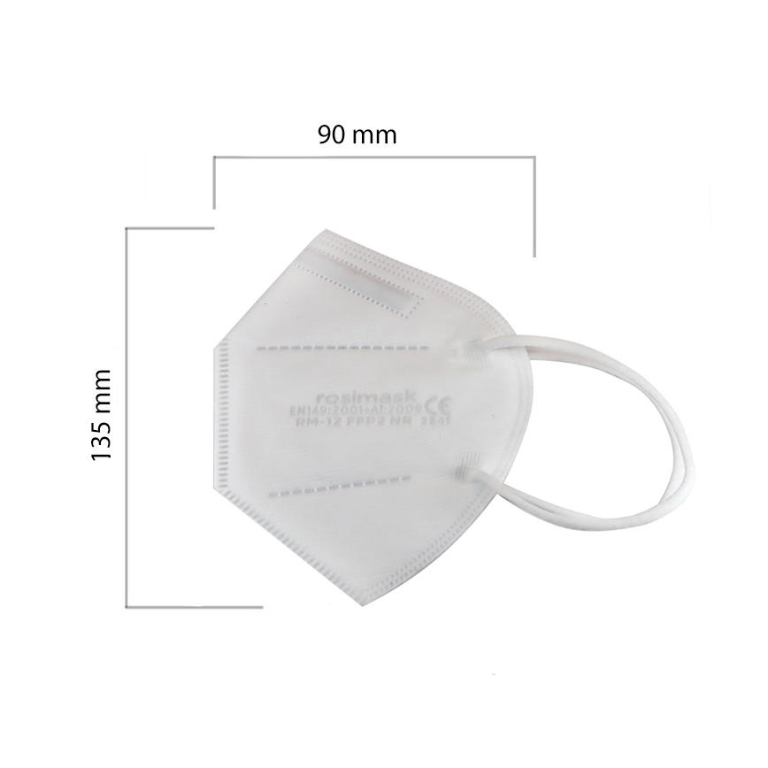 Mascherina taglia bambino FFP2 ROSIMASK MR-12 NR bianca 50pz