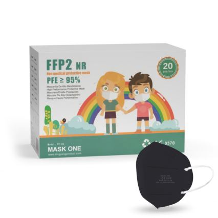 Mask One mascherina per bambini FFP2 NR - CE 0370 nera 1pz