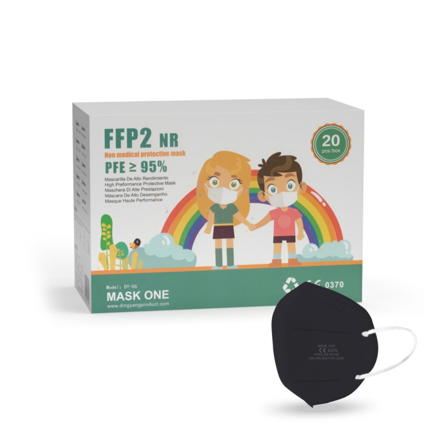 Mask One mascherina per bambini FFP2 NR - CE 0370 nera 1pz