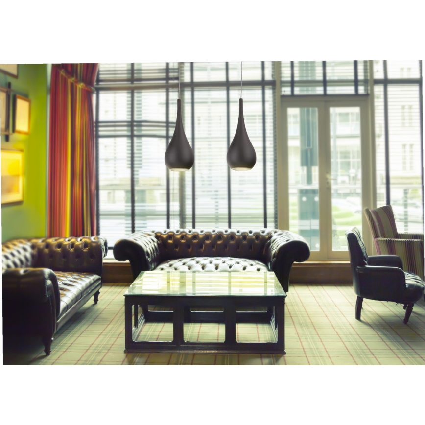 MAXLIGHT P0233 - Lampadario a sospensione con filo DROP 1xE27/40W/230V diametro 20 cm nero