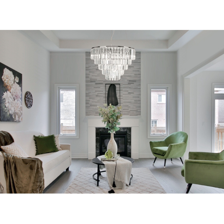 MAXLIGHT P0260 - Lampadario a sospensione con filo MONACO 15xG9/40W/230V diametro 60 cm cromo lucido