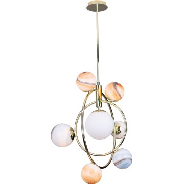 MAXLIGHT P0378 - Lampadario a sospensione con supporto rigido COSMOS 7xG9/40W/230V oro