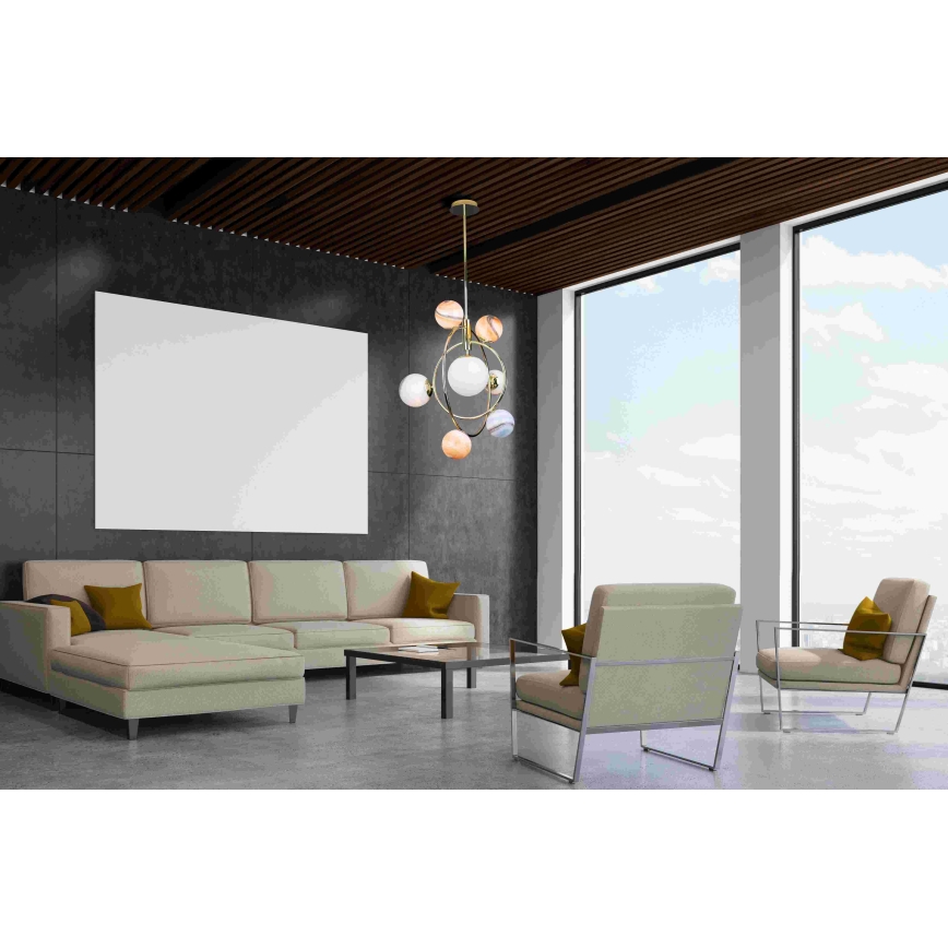 MAXLIGHT P0378 - Lampadario a sospensione con supporto rigido COSMOS 7xG9/40W/230V oro