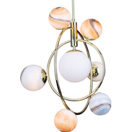 MAXLIGHT P0378 - Lampadario a sospensione con supporto rigido COSMOS 7xG9/40W/230V oro