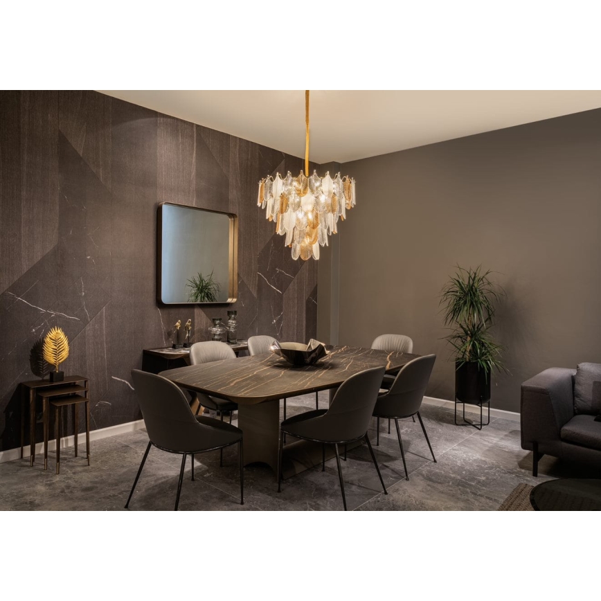 MAXLIGHT P0417 - Lampadario a sospensione con catena ARWENA 7xE14/40W/230V diametro 50 cm oro