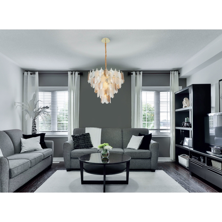 MAXLIGHT P0417 - Lampadario a sospensione con catena ARWENA 7xE14/40W/230V diametro 50 cm oro