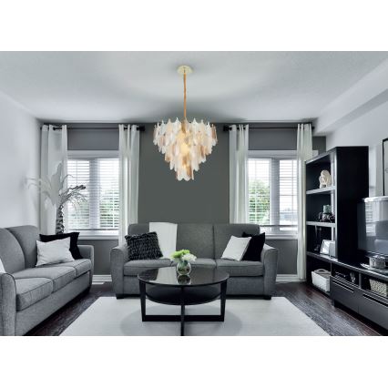 MAXLIGHT P0418 - Lampadario a sospensione con catena ARWENA 15xE14/40W/230V diametro 80 cm oro