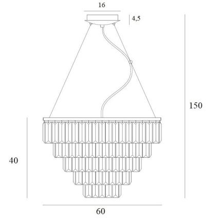 MAXLIGHT P0424 - Lampadario a sospensione con filo MONACO 15xG9/40W/230V diametro 60 cm oro